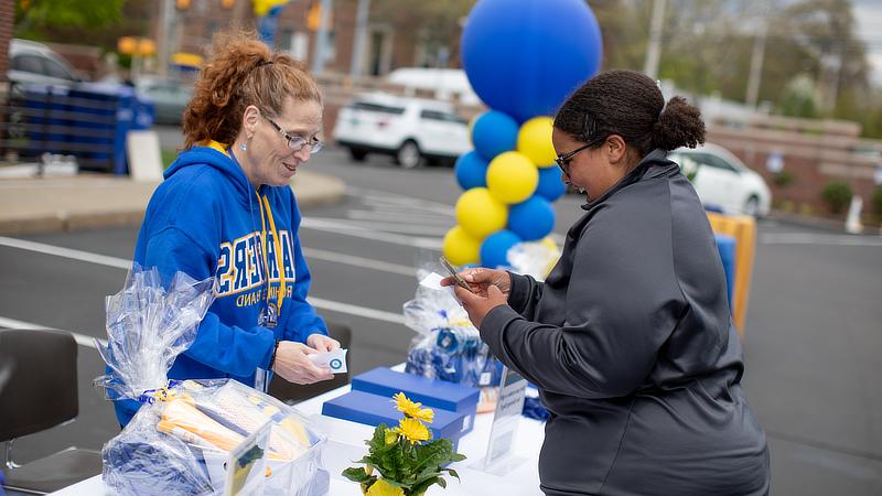 Chargers volunteering at an event